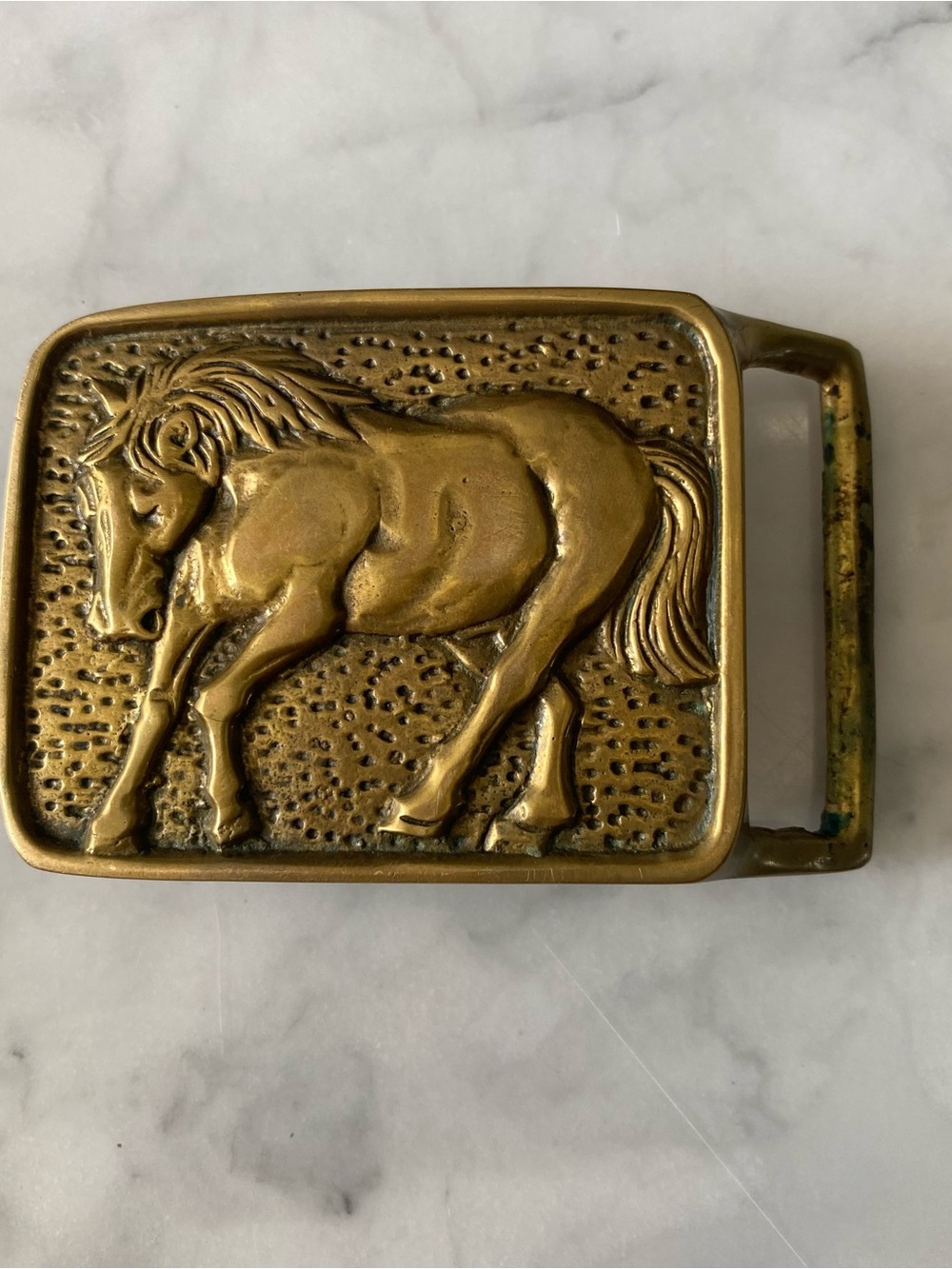 Solid Brass Horse Belt Buckle Equestrian VTG 70’s retro